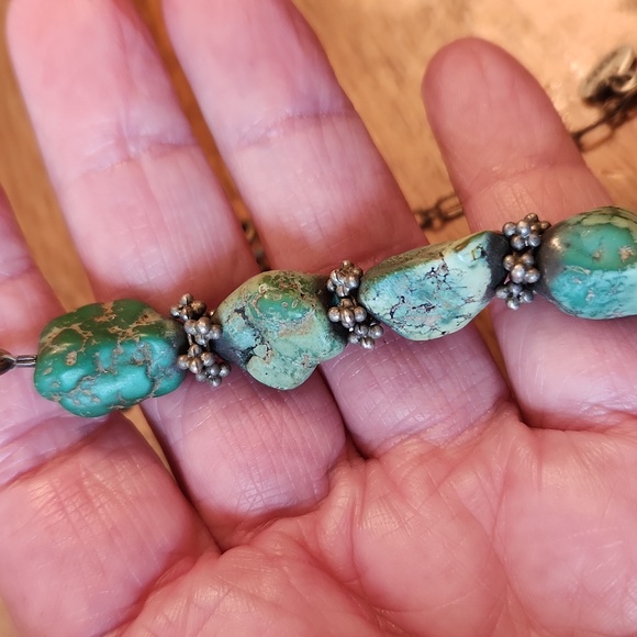Liz‎ Henry 925 silver marked turquoise beaded necklace 18" - Picture 8 of 15